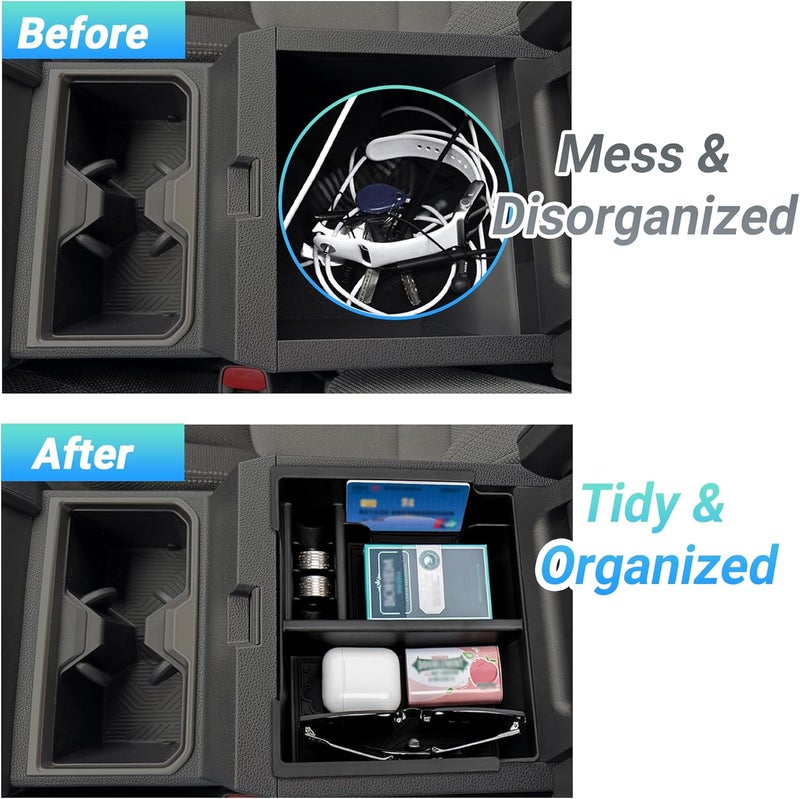 Sinminou Center Console Organizer Compatible with 2025-2026 Toyota 4Runner (6th Gen) Interior Accessories, Armrest Storage Box Glove Organizer Tray Insert with Coin and Sunglasses Holder - Image 3